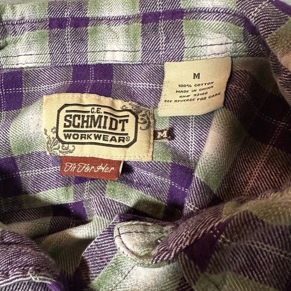 Purple and White Plaid Button-Up Shirt - Picture 3 of 3